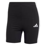 adidas Femme Essentials 3-Stripes High Waisted Biker Shorts, Black/White, XS