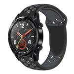 Huawei Watch GT pehmeä silicone kellon ranneke - Musta / Harmaa Monivärinen