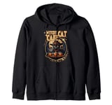 WITCHY CAT CAFE cute Halloween witch cats having coffee Zip Hoodie