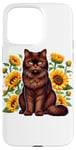 iPhone 15 Pro Max Sunflowers York Chocolate Cat Case