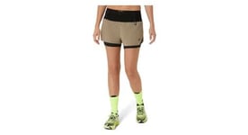 Short 2 en 1 asics fujitrail beige noir femme