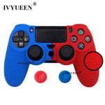 Sininen punainen liukastumista estävä silikonisuojus Sony Dualshock 4 PS4 Pro Slim Controller Camo -kotelolle ja Stick Grip Cap Play Station 4:lle