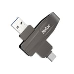 Netac US8 128GB Dual Interface Solid USB State Drive Flash Memory USB Drive 128GB Portable USB SSD Drive 128GB Up to 550MB/s USB 3.2 Gen 2 Compatible for computer Phone Type-c Interface