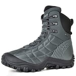 XPETI Mens Hiking Boots Waterproof Walking Boots Men High Hill Winter Snow Trekking Shoes Grey Size 10.5 UK