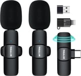 Micro Cravate Sans Fil Dual, Mini Micro Cravate Pour Iphone/Android/Pc, Micro Sans Fil Professionnel, Microphone Réduction Intelligente Du Bruit (Vn-1)