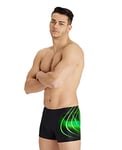 Arena Men's Swim Short Placement, Black-Soft Green, 95