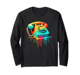 Dripping Paint Art Vintage Telephone Landline Dial Long Sleeve T-Shirt