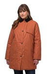 Ulla Popken Femme Grandes Tailles Veste cirée, imperméable, col en Velours côtelé, Doublure intégrale Fauve 50+ 808369330-50+