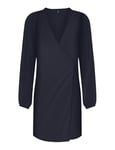 ONLY Onlalma Life Poly L/S Gina Dress Solid Robe, Bleu Nuit, XS Femme