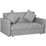 HOMCOM 2 Seater Sofa Bed Convertible Bed Settee w/ 2 Cushions Storage Light Grey