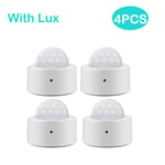 Zigbee-Mini détecteur de mouvement PIR,capteur d'alarme antivol de sécurité infrarouge passif,lumière lumineuse Lux,2 en 1,Tuya - Type With Lux 4pcs