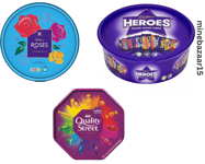 Cadbury Chocolate Tubs Gift Pack of 3 Roses Heroes &Quality Street BBE 03/2025