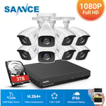 Sannce - 8CH 1080p système de caméra de sécurité 5 en 1 cctv dvr enregistreur Surveillance vidéo filaire étanche 8 caméras – 3 tb disque dur