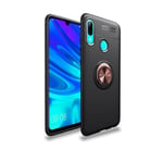 Huawei P Smart 2019 takatuki suojakotelo metalli rengaspidike - Musta / Punakulta Pinkki