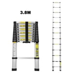 Tubiaz 3,8m Échelle Télescopique Alu argenté Portable Echelle Multi-Fonction en Aluminium, Capacité 150 Kg ,13 Echelons