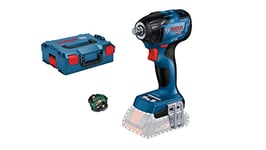 Bosch Professional 18V System boulonneuse sans-fil GDS 18V-210 C (couple de serrage : 210 Nm, couple de décollement 370 Nm, sans batteries ni chargeur, avec 1 module Bluetooth, dans L-BOXX 136) Bleu