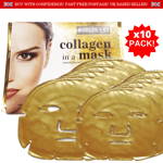 **COLLAGEN FACE MASKS Gold Bio Crystal Anti Ageing Facial Mask (10 Pack)**