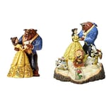 Disney Traditions 4031487 Figurine la Belle et la Bête Bois Sculpté Résine 19 cm & Disney Traditions 4049619 Figurine Belle et la Bête Dansant/25e Anniversary Figurine Multicolore 23 cm