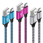 Lot De 3 Câbles De Charge Rapide Usb Type C [3 M+2 M+1 M] Câble De Charge Rapide En Nylon Pour Téléphone Portable Samsung Galaxy A14 5g/A55/A15/A54/A53/A34/A35/S24/S23/S22/S21/S10/S9/A52, Hu[X3836]