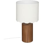 Lampe à poser en Bois et abat-jour Blanc dentelé H 50 cm - Atmosphera