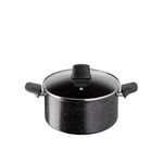 Tefal Stone Strength Aluminium Non Stick 24CM Stewpot, Reinforced with Titanium Particles, Induction Compatible