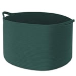 Maliton Laundry Basket, Extra Large 50 x 33 cm Blanket Basket for Living Room Bedroom, Foldable Storage Basket with, Dog Toy Basket for Kids Room, Woven Basket with Handles - Blackish Green