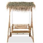 Balancelle à 2 places, Balançoire de jardin, Chaise de jardin avec feuilles de palmier Bambou 202 cm CON6550 Maisonchic