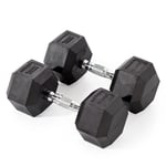 York Fitness 2 x 12.5kg Rubber Hex Dumbbells