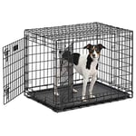 MidWest Homes for Pets 730UP Cage pour chien Ultima Pro Series de 76,2 cm ; cage pour chien pliante en métal à double porte avec panneau de séparation, pieds à roulettes protégeant le sol