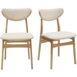 Miliboo - Chaises scandinaves en tissu effet laine bouclée beige et bois clair chêne massif (lot de 2) maya