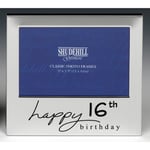 Shudehill Giftware 12,7 x 8,9 cm Joyeux 16ème Anniversaire Cadre Photo Cadeau d'anniversaire Cadeau 72416, Silver