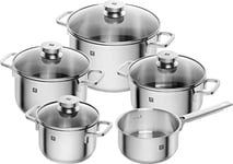 ZWILLING Set de 5 Casseroles, Argenté 18/10 de Haute Qualité, série Focus