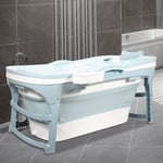 Randaco - Hengda 118cm Baignoires Pliante Adultes Mobiles pour Bébés Bathtubs avec Couvercle & Tablette & Mains Courantes Baignoire sur pied