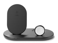 Belkin 3 in 1 Wireless Charger Stand with Plug - Black