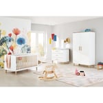 Rootz Nursery 'Lumi' Set - Spjälsäng - Juniorsäng - Cabriolet - Ekfötter - Spjälsäng: 145x77x84cm, Garderob: 110x56x189cm, Enhet: 110x77/56x101cm