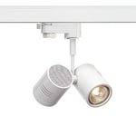 SLV 152231 triphasé 2 LED, projecteur Plafond, plafonnier, système sur Rails, éclairage d'intérieur/GU10, Aluminium, GU10, BIMA Spot Deux-Flammes QPAR51 50W Blanc Mate