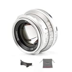 Factory Direct 7artisans 35 mm F1.2 APS-C Objectif à mise au point manuelle largement adapté pour les appareils photo compacts sans miroir Canon M1 M2 M3 M5 M6 M10 EOS-M Monture (Argent)