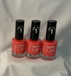 3 x RIMMEL Super Gel Nail Polish 032 COCKTAIL PASSION 12 ml