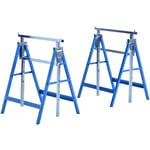 Lot de 2 tréteaux pliables télescopiques hauteur réglable 80-130 cm bleu