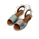 DOGO Femme Cuir Vegan Bleu Sandales à Lacets - To the Beach Motif-38