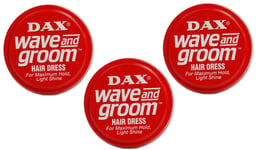 3 X Dax Wax Red Wave and Groom For Maximum hold, light shine 99g Tin (Pack of 3)