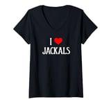 Womens I Love Jackals I Heart Jackals African Wild Canine Lover V-Neck T-Shirt