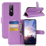 Nokia 6.1 Plus (X6)      Pu Wallet Case    [Purple]