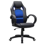 SONGMICS bureau Racing fauteuil gamer Comfortable Hauteur réglable avec Dossier inclinable Accoudoir Repose-tête Pivotant 360 degrés Similicuir Bleu OBG56L, Simili cuir, 7066,5（107-117）