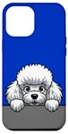 Coque pour iPhone 12 Pro Max Caniche blanc mignon qui regarde un chiot amusant pour les amoureux des chiens