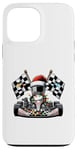 Coque pour iPhone 13 Pro Max Chapeau de Noël Go Kart Racing Karting Racer