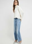 River Island High Waisted Relaxed Straight Crop Jeans - Blue, Blue, Size 16, Inside Leg Regular, Women