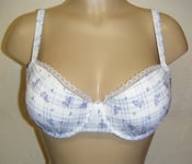 Chantelle Passionata Bloom Bra Size 32A White Check Padded Plunge Balcony 5662