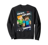 Minecraft Steve and Alex Create Explore Survive Box Up Sweatshirt