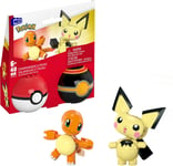 MEGA Pokémon Building Toys Set Pichu & Charmander with 40 Pieces, 2 Poseable Cha